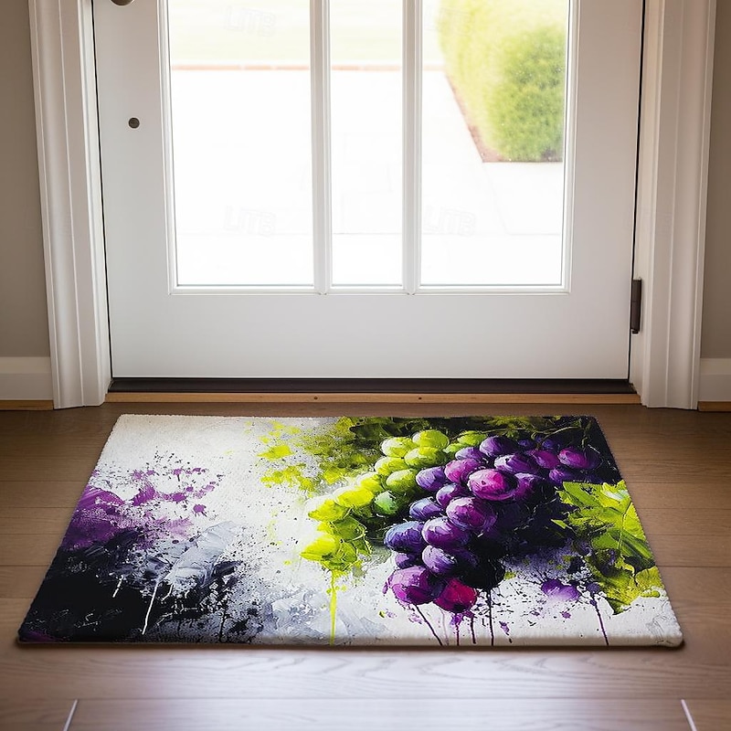 Watercolor Fruit Grapes Doormat Kitchen Mat Floor Mat Non-Slip Area Rug Oil Proof Rug Indoor Outdoor Mat Bedroom Decor Bathroom Mat Entrance Rug