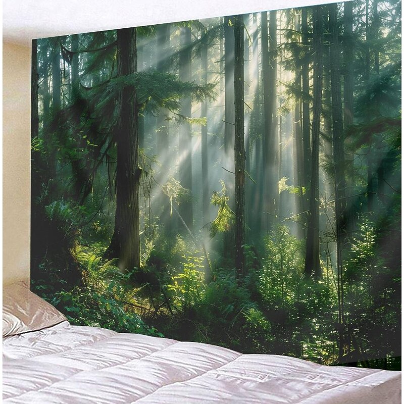 Forest Landscape Beam Hanging Tapestry Wall Art Large Tapestry Mural Decor Photograph Backdrop Blanket Curtain Home Bedroom Living Room Decoration 11