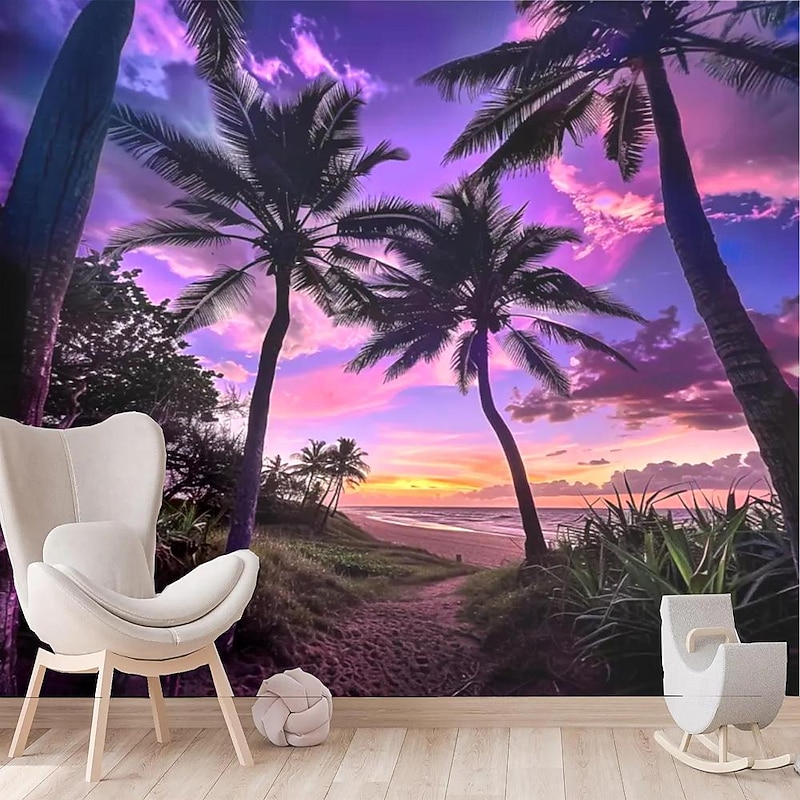 Cool Wallpapers Wall Mural Tropical Palm Trees Wallpaper Wall Sticker Covering Print Adhesive Required Canvas Home Décor