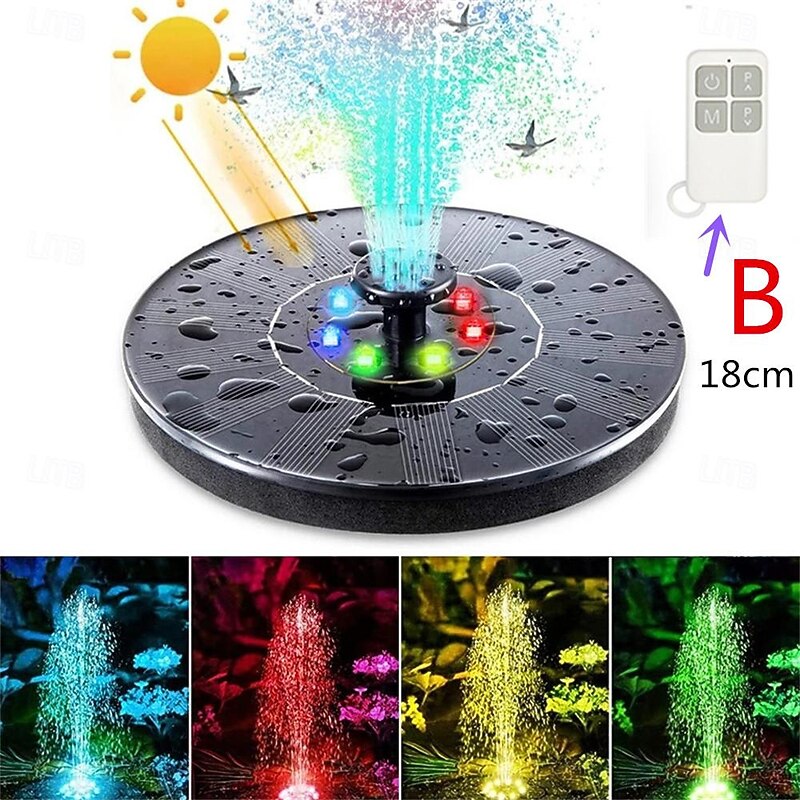 Solar Fountain Water Pump with color LED Lights for Bird Bath Floating Garden Pond Tank Solar Pump for Halloween3