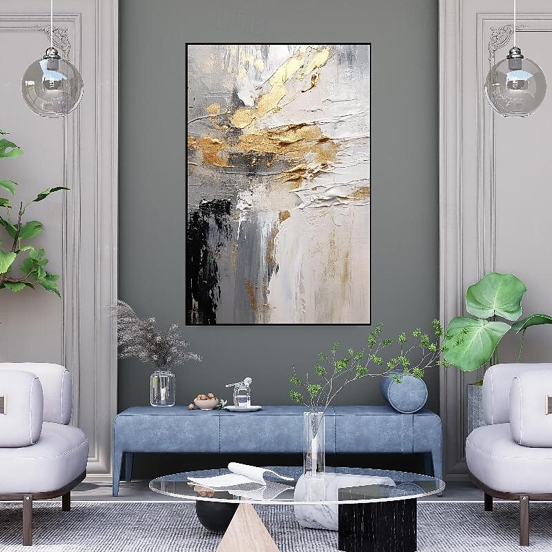 Hand painted Gold Sunset Reflection Ocean painting 100% Hand Painted Textured Painting Abstract Oil Painting Acrylic Painting Wall Decor painting for  Living Room Office decoration
