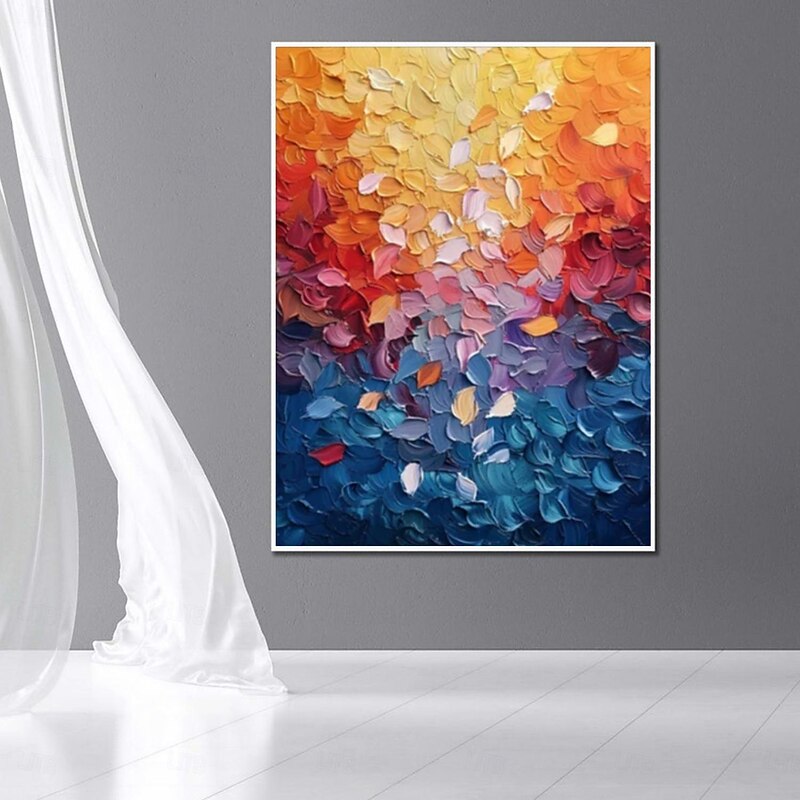 Handmate Oil PaintingCanvasWall Art DecorationAbstract Knife PaintingLandscape Warm Colorsfor Home Decor Rolled Frameless Unstretched Painting