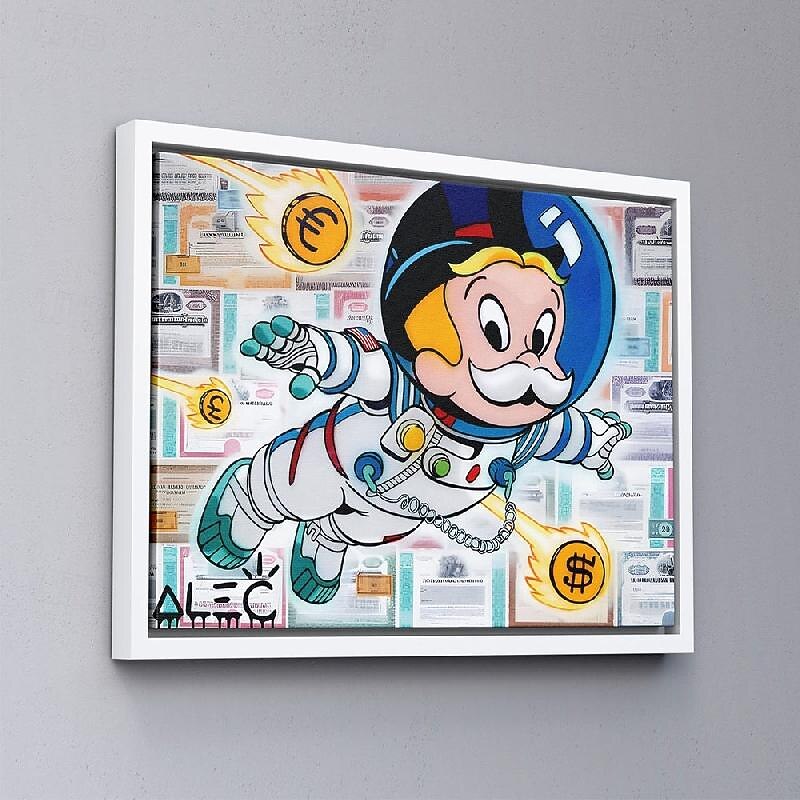 Hand painted Astronaut Richie painting handamade Alec Monopoly Pop Art Richie Rich Banksy Style Urban Art Street Graffiti art Wall Art Banksy Monopoly Man Fashion Unique Modern Painting3