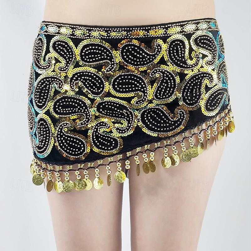Belly Dance Skirts Gold Coin Beading Splicing Women's Performance Training High Polyester