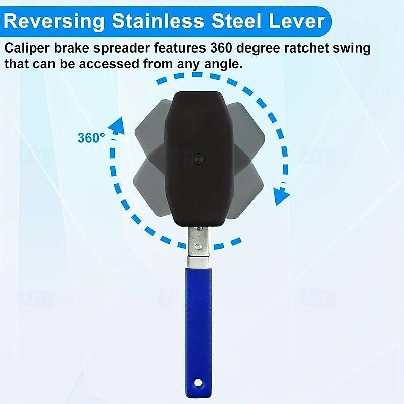 Brake Caliper Press Tool, Brake Piston Spreader, 360 Degree Ratchet Swing Wrench With 2Pcs Steel Plates For Car Ratcheting, Single Twin Quad Piston Calipers Brake Pads Replacement4