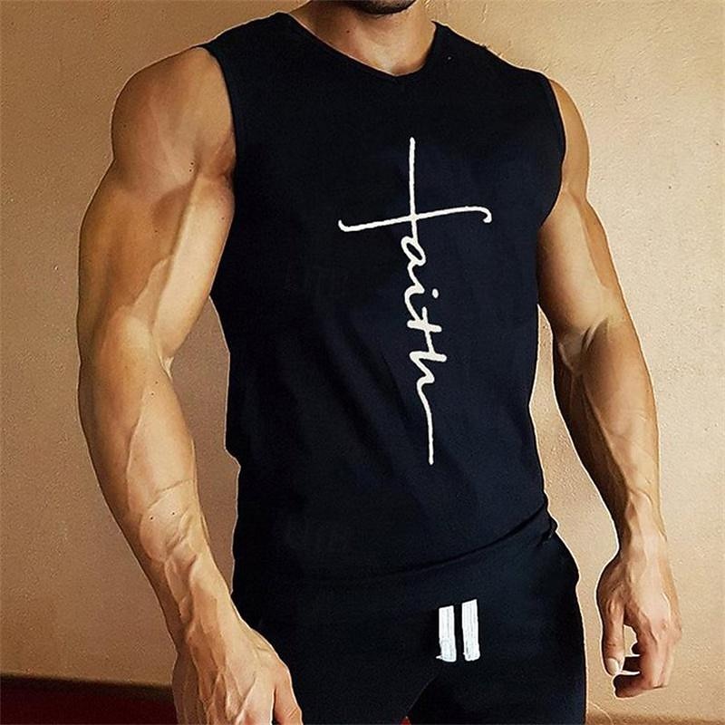 Men's Workout Tank Top Running Tank Top Gym Tank Top Sleeveless Vest / Gilet Casual Athleisure Graphic Quick Dry Soft Breathable Gym Workout Walking Jogging Sportswear Activewear Black