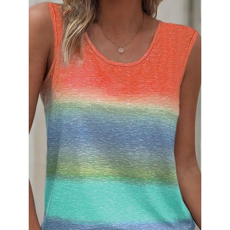 Women's Camisole Tank Top Vest Daily Sleeveless Sleeveless Crew Neck Vacation Daily Orange Summer3