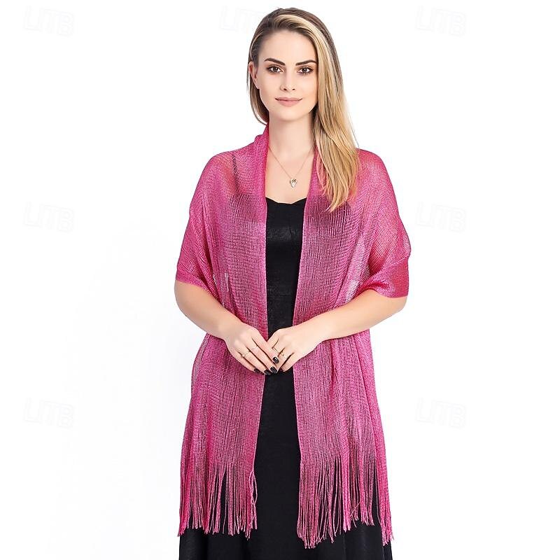 Wedding Guest 's Wraps Glitters Sparkle & Shine Sleeveless Polyester Wedding Wraps With Tassel For Wedding Fall