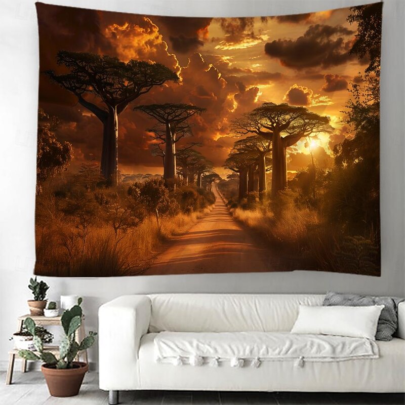 African Baobab Forests Hanging Tapestry Wall Art Large Tapestry Mural Decor Photograph Backdrop Blanket Curtain Home Bedroom Living Room Decoration3