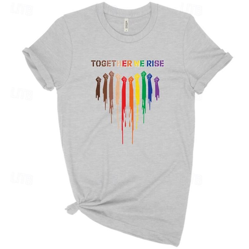 LGBT LGBTQ T-shirt Pride Shirts Rainbow Together We Rise Lesbian Gay For Unisex Adults' Halloween Carnival Masquerade Hot Stamping Pride Parade Pride Month3