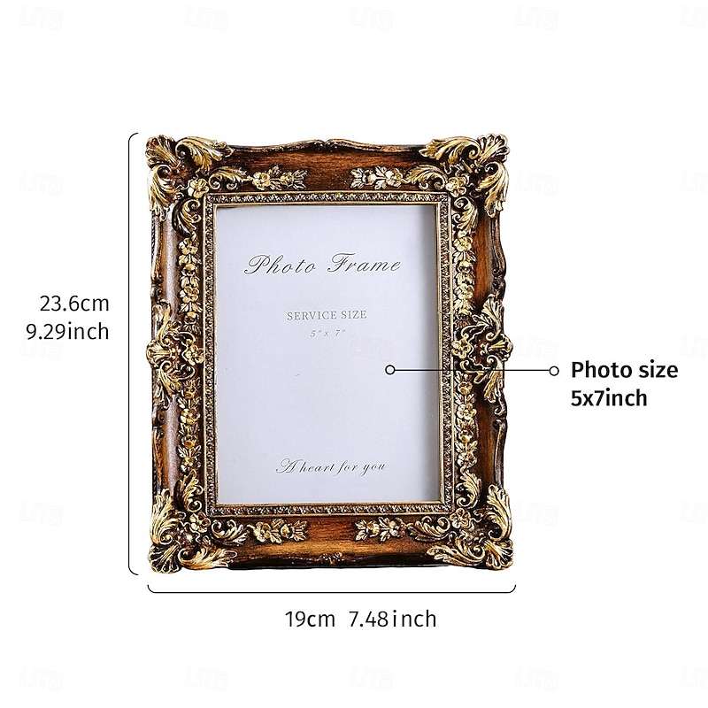 1PC European Three-dimensional Pattern Design Rectangular Classical Photo Frame Resin Material Photo Display Frame Suitable for Family Photo Decoration Shooting and Photography Prop Decoration2