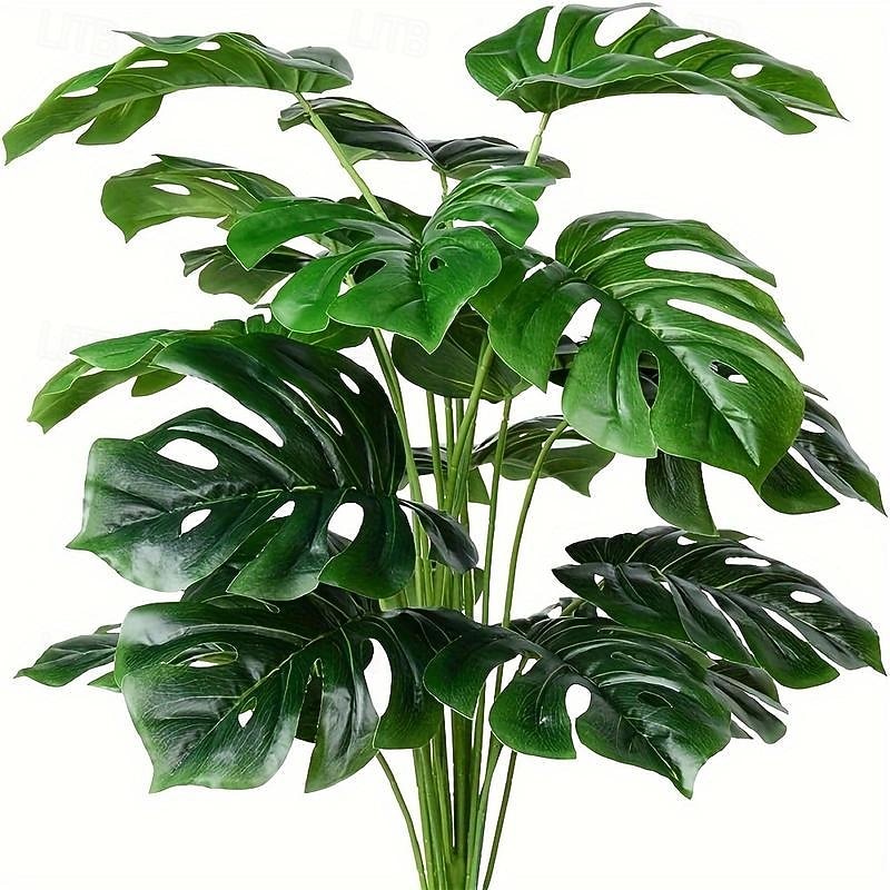 1pc Artificial Palm Tree Leaves Plant, Greenery Fake Tropical Plants, Artificial Monstera Tree Faux Fake Palm Fronds Plant, Suitable For Living Room Bedroom Home Decor, Spring Summer Decor