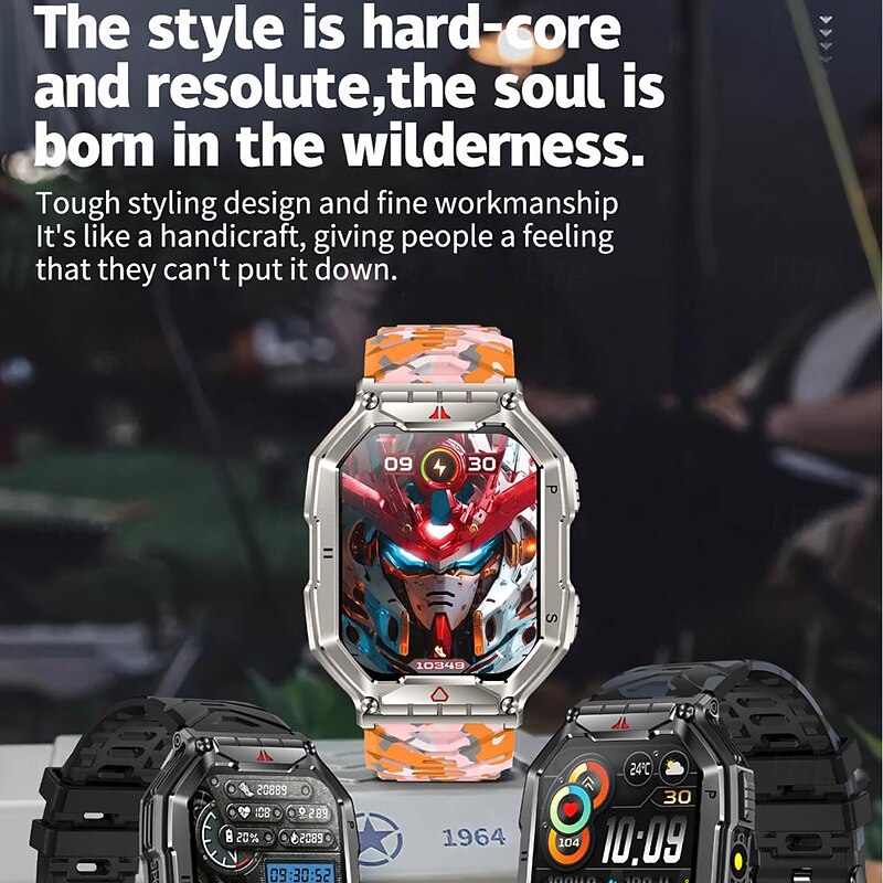 696 KR82 Smart Watch 2.1 inch Smartwatch Fitness Running Watch Bluetooth ECG+PPG Pedometer Call Reminder Compatible with Android iOS Women Men Hands-Free Calls Message Reminder IP 67 46mm Watch Case3