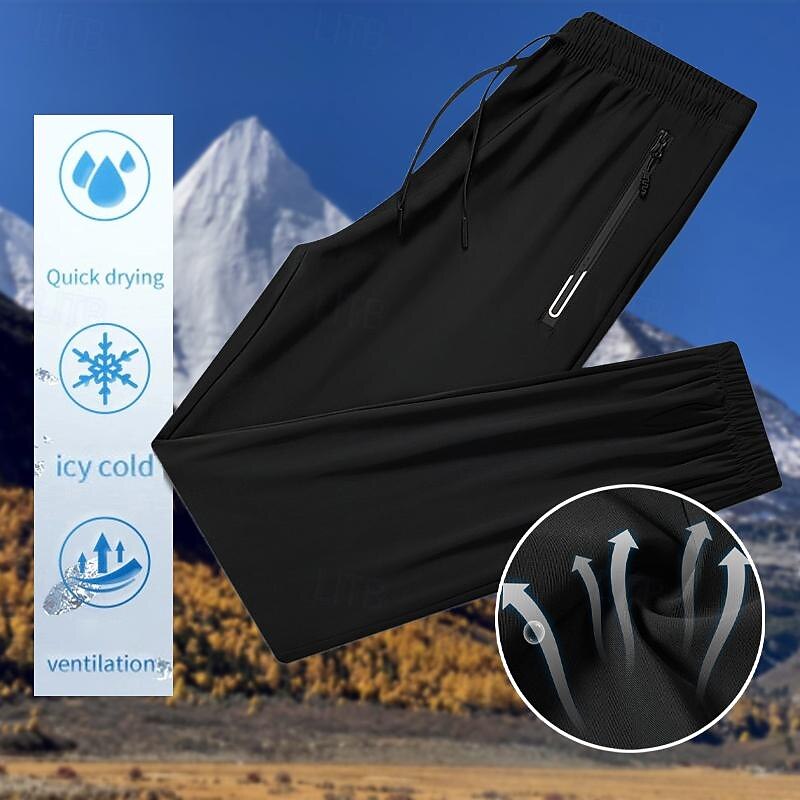 Men's Camping Pants Summer Pants Outdoor Pants Elastic Waist Zipper Pocket Elastic Cuff Plain Quick Dry High Stretch Outdoor Daily Streetwear Sports Fashion Black Blue Micro-elastic