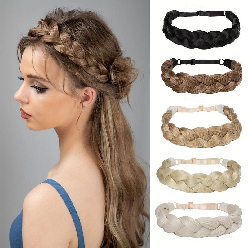 Adjustable Braided Headband Synthetic Hairpiece Hair Hoop Simple Hair Accessories For Women