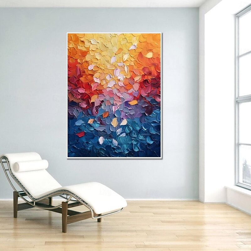 Handmate Oil PaintingCanvasWall Art DecorationAbstract Knife PaintingLandscape Warm Colorsfor Home Decor Rolled Frameless Unstretched Painting3