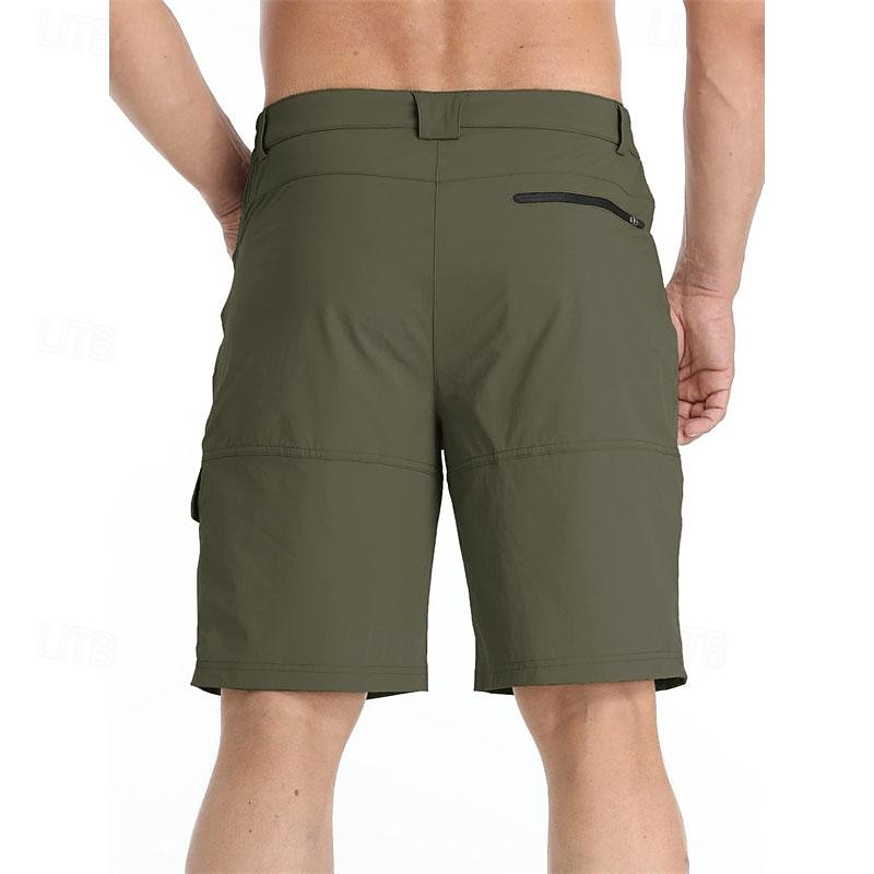 Men's Athletic Shorts Cargo Shorts Outdoor Shorts Hiking Shorts Buttons Pocket Plain Waterproof Breathable Short Outdoor Camping & Hiking Going out Sports Casual Black Green3