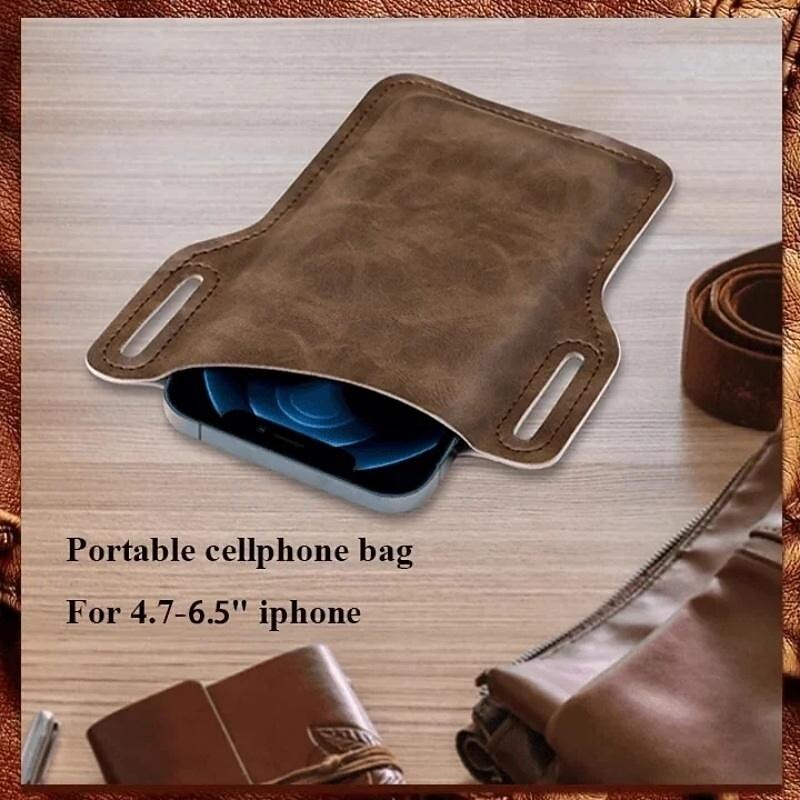 Universal Leather Case Waist, Father's Day Gifts Leather Cell Phone Holster, Universal Case Waist Bag Sheath with Belt Loop, Universal Upright Phone Bag Belt Clip4