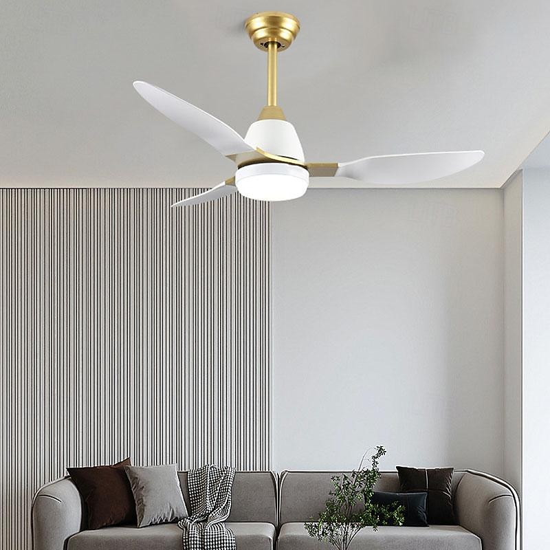 LED Ceiling Fan 1-Light 105 cm Single Design Island Design 3-Color-Light Metal Electroplated Painted Finishes Modern Nordic Style Bedroom 110-240V