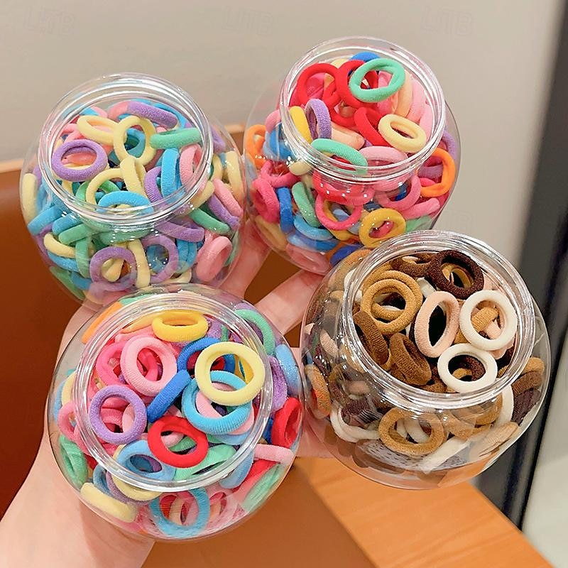 100pcs Kids Girls' Hair Accessories Sweet Casual Daily Solid Color [Free jar] Sweet cool black [about 100 sticks] [Free jar] Colorful [About 100 pieces]