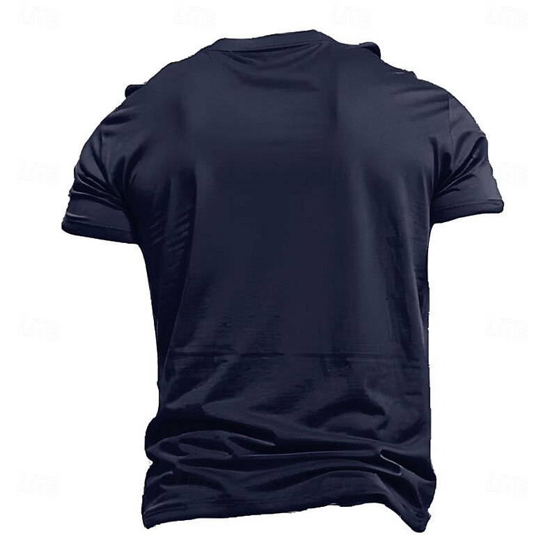 Men's Tribal T Shirt Short Sleeve 3D Print Vacation Fashion Ethnic Casual Summer Spring Dark Blue Henley Henley T-Shirt2