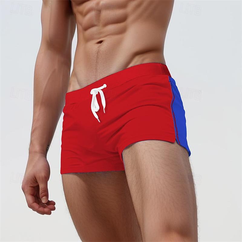 Men's Swim Trunks Swim Shorts Board Shorts Drawstring Elastic Waist Color Block Comfort Quick Dry Short Holiday Beach Weekend Fashion Casual Black Micro-elastic4