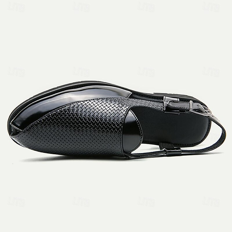 Men's Sandals Gladiator Sandals Roman Sandals PU Leather Breathable Comfortable Slip Resistant Buckle Black Brown4