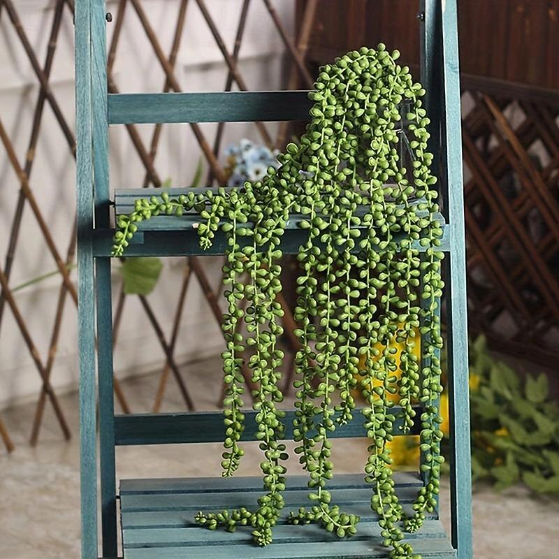1pc Artificial Succulents Hanging Plants, Fake String Of Pearls Greenery Plants, For Wall Wedding Party Home Decor, Outdoor Garden Yard Decor, Indoor Outdoor Decor, Spring Summer Decor2