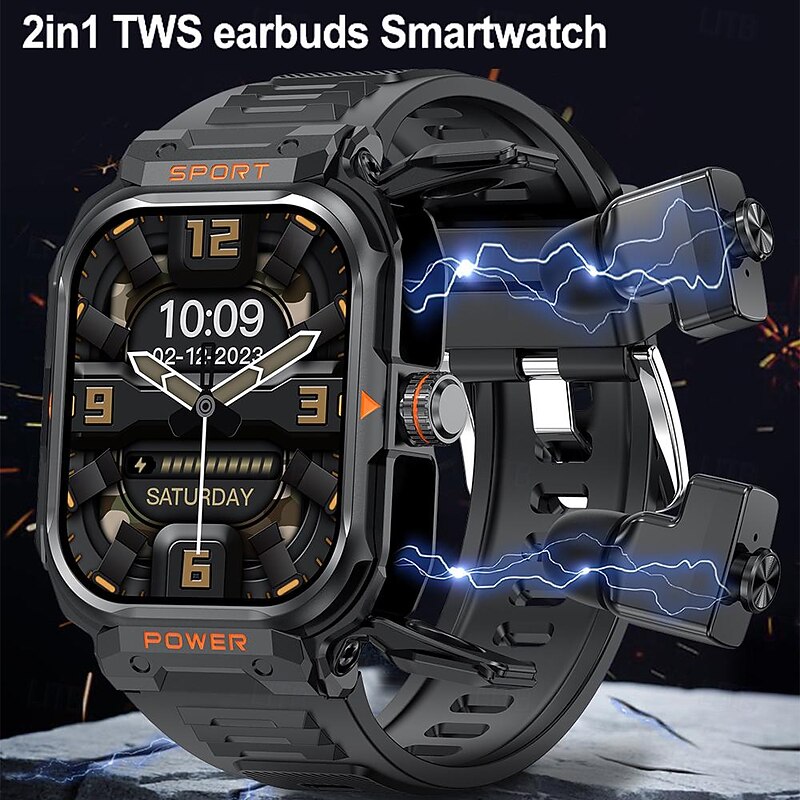 2 in 1 Smart Watch With Earbuds Smartwatch TWS Bluetooth Earphone Heart Rate Blood Pressure Monitor Sport Watch Fitness Watch