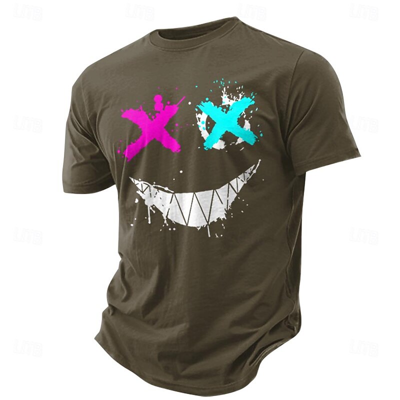 Edgy Paint Splatter X Eyes Smile Men's Short Sleeve Graphic Tee4