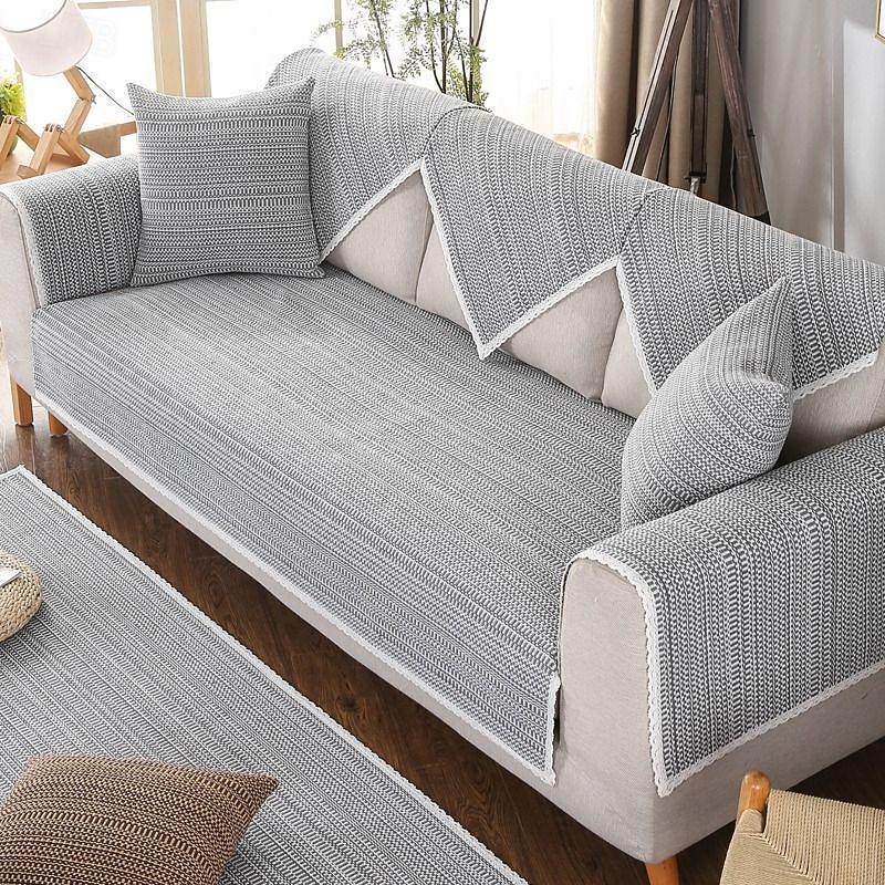Cotton Linen Summer Mat Sofa Cushion Non-slip Cooling Back Cushion Seat Cushion Sofa Armrest Mat 7