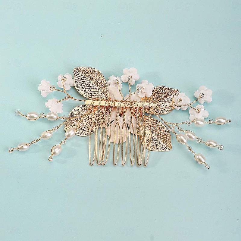 Hair Combs Headdress Imitation Pearl Rhinestone Wedding Cocktail Luxury Retro With Rhinestone Faux Pearl Headpiece Headwear4