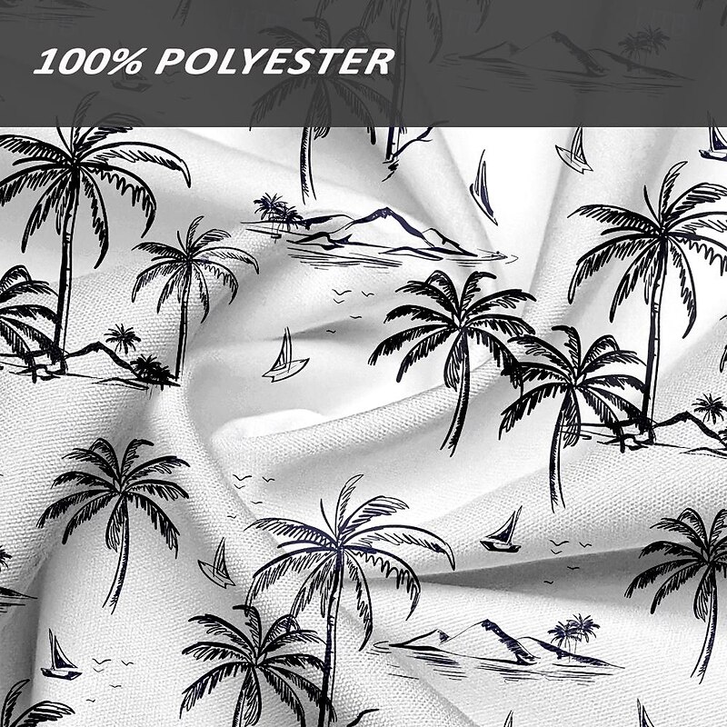 Men's Coconut Tree Palm Tree Tropical Plants Summer Hawaiian Shirt Aloha Shirt Short Sleeves Shirt Turndown Hawaiian Casual Resort Outdoor Vacation Street Blue Gray S M L3