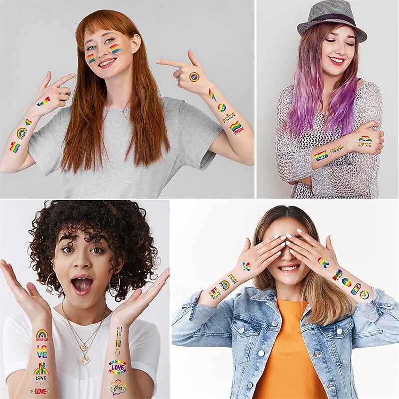 10PCS Rainbow Pride Moon Tattoo Sticker Waterproof and Sweatproof Disposable Party and Party Event Temporary Face Sticker2