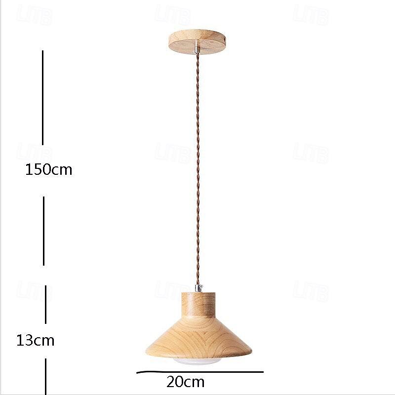 LED Pendant Light 20cm 1-Light Warm White Metal Wood Painted Finishes Bulb Included Modern Style Dining Room Bedroom Pendant Lantern Design 110-240V3