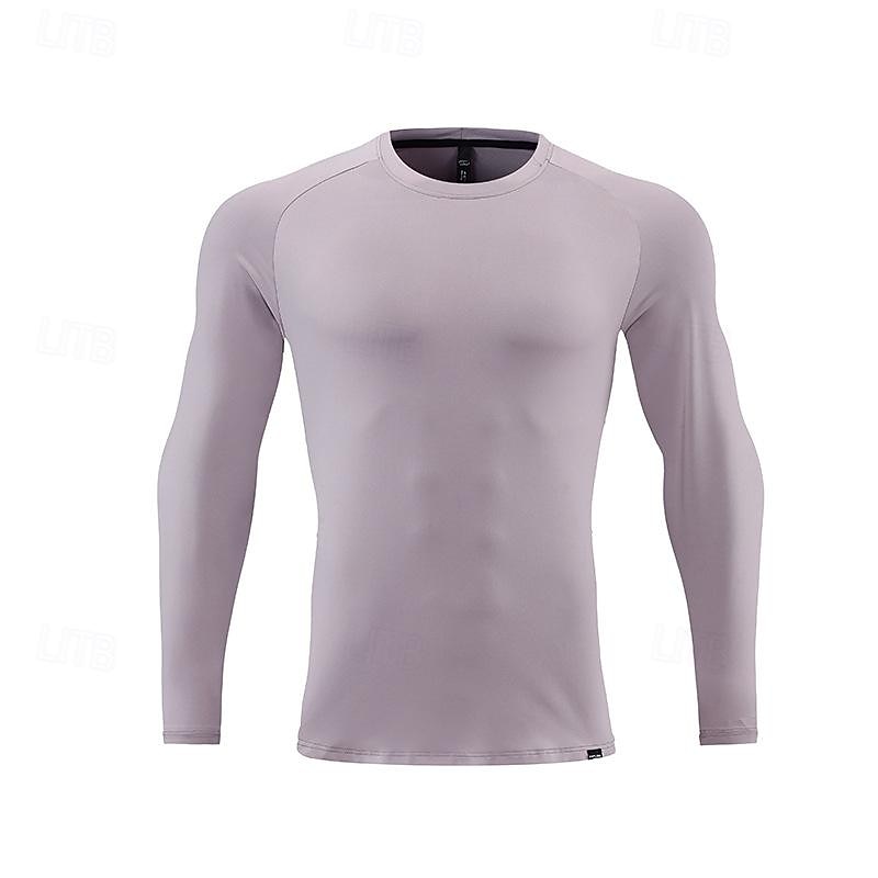 Men's Sun Protection T-shirts Long Sleeve Shirt Crew Neck Long Sleeve Vacation Sports & Outdoor Going out Casual Daily Quick dry UPF 50+ Sweat wicking Breathable Plain Black White Activewear Polyester3