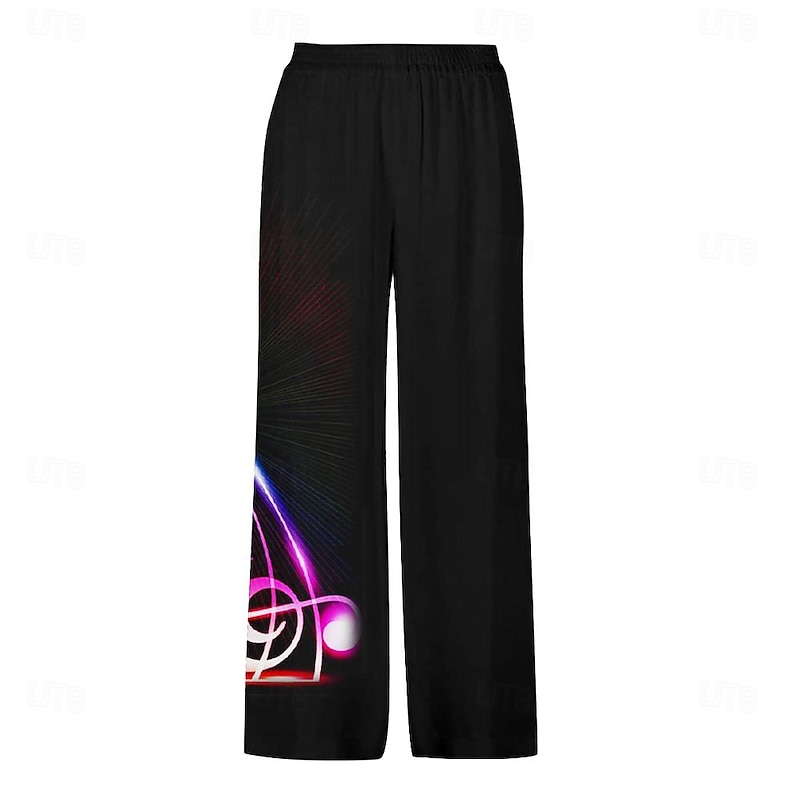 Men's Graphic Casual Pants Mid Waist Holiday Straight Leg Summer Spring 3D Print Black2