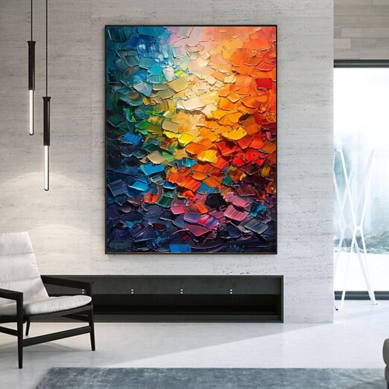 Handmate Oil PaintingCanvasWall Art DecorationAbstract Knife PaintingLandscape Warm Colorsfor Home Decor Rolled Frameless Unstretched Painting4