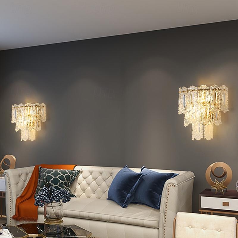 Crystal Indoor Modern Nordic Style Indoor Wall Lights Living Room Bedroom Iron Wall Light 110-120V 220-240V2