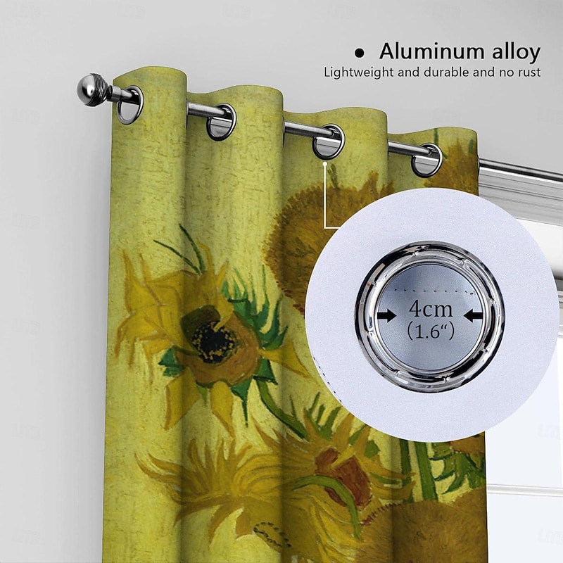Vincent van Gogh Curtain Panels Grommet/Eyelet Curtain Drapes For Living Room Bedroom, Farmhouse Curtain for Kitchen Door Window Treatments Room Darkening4