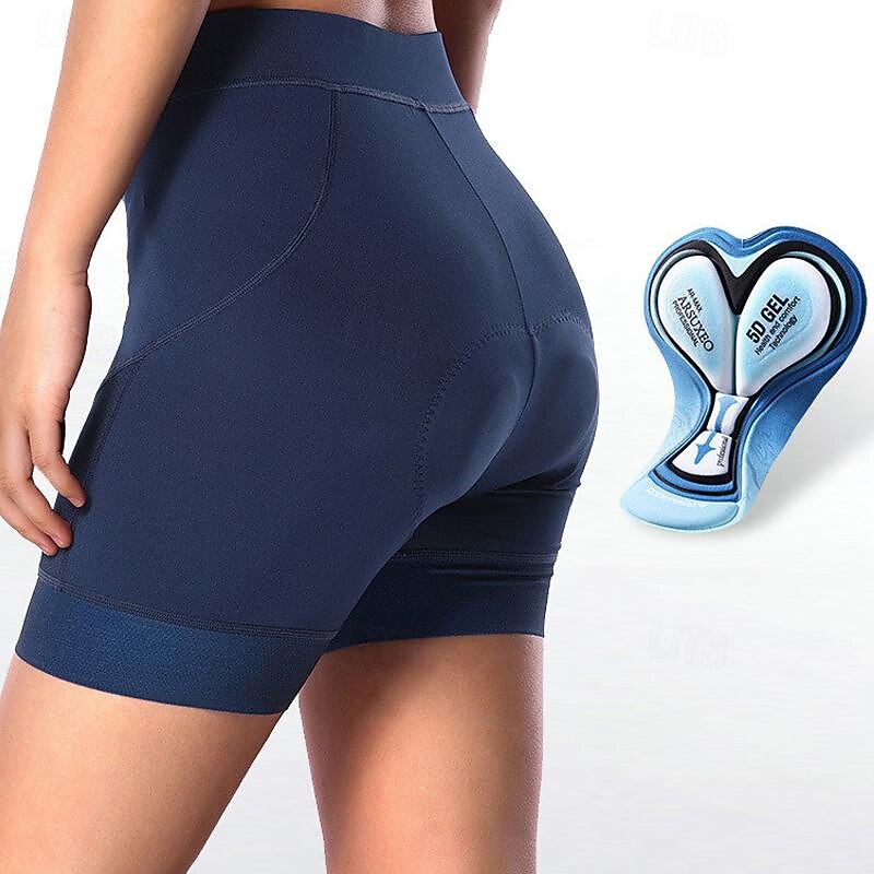 Arsuxeo Women's Solid Color Bike Shorts Cycling Padded Shorts Bike Shorts Padded Shorts / Chamois Slim Fit Sports Quick Dry High Elasticity Comfortable Breathable Black Navy Blue Clothing Apparel