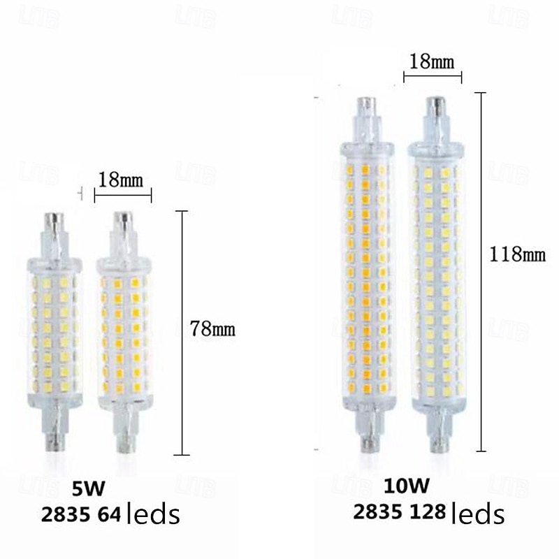 1/2pcs R7S LED Double Ended Aluminum Parts with Cover Halogen Light Household Lighting Bulbs R7S LED 118mm Tube Bulb 78mm Floodlight 220V High Power Working Light Garage Landscape Lighting4