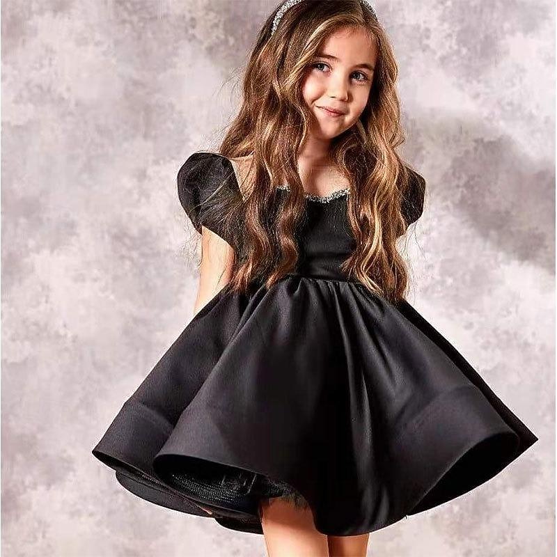Toddler Girls' Party Dress Sequin Short Sleeve Performance Mesh Cute Princess Polyester Above Knee Sheath Dress Tulle Dress Summer Spring Fall 3-7 Years Silver Black White