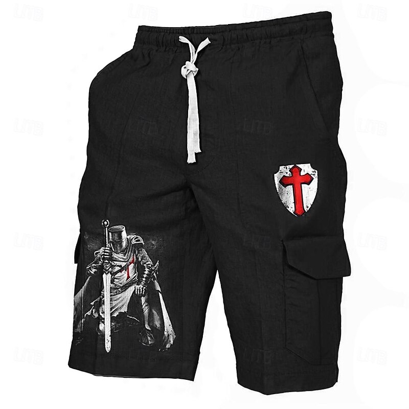 Men's Gothic Horror Cross Halloween Costumes Shorts Mid Waist Vacation Fashion Streetwear Outdoor Casual Holiday Drawstring Side Pockets Designer Clothing Apparel4