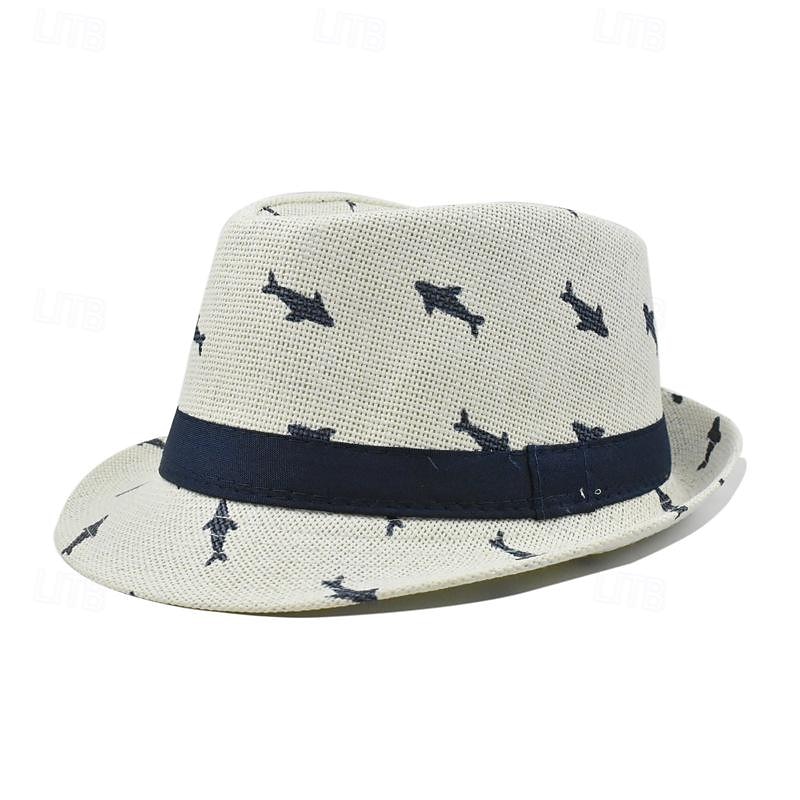 Men's Kentucky Derby Hat Sun Hat Party Hat White khaki Cotton Fashion Casual Street Daily Fish Sunscreen Breathable2
