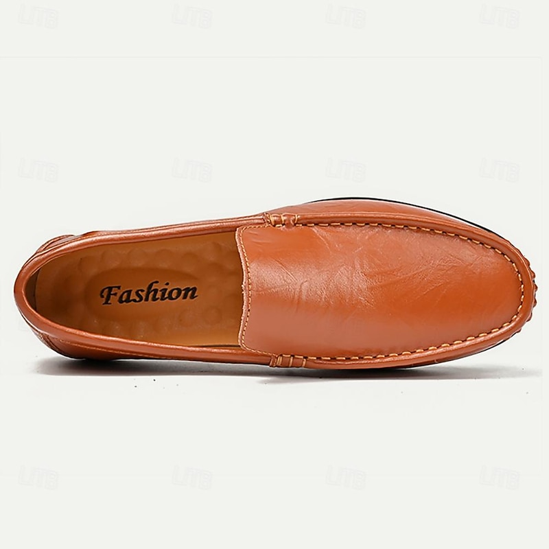 Men's Loafers & Slip-Ons Comfort Loafers Penny Loafers Leather Comfortable Slip Resistant Loafer Light Brown Dark Brown Black4
