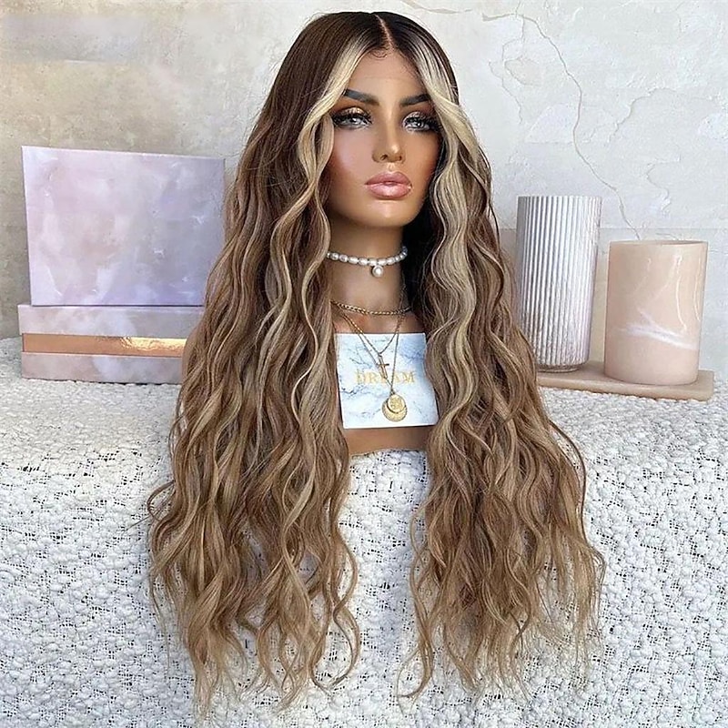 Unprocessed Virgin Hair 13x4 Lace Front Wig Layered Haircut Brazilian Hair Wavy Multi-color Wig 130% 150% Density Highlighted / Balayage Hair 100% Virgin Glueless Pre-Plucked For Women Long Human2