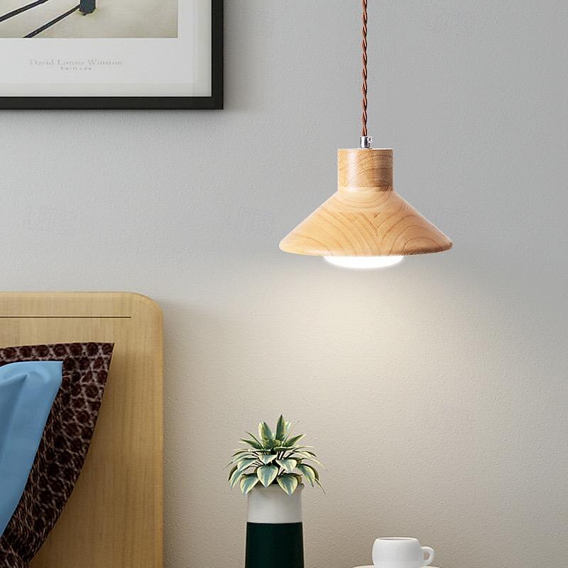 LED Pendant Light 20cm 1-Light Warm White Metal Wood Painted Finishes Bulb Included Modern Style Dining Room Bedroom Pendant Lantern Design 110-240V