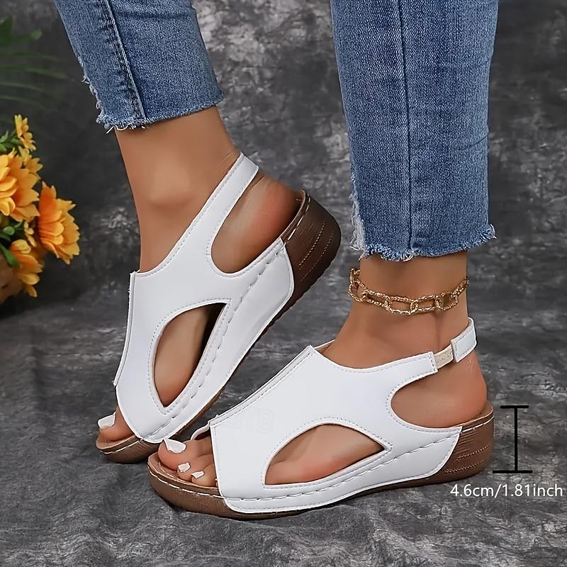 Women's Solid Color Wedge Heeled Sandals Casual Cutout Design Platform Shoes Comfortable Ankle Strap Sandals Green Brown Pink White Black Sandals3