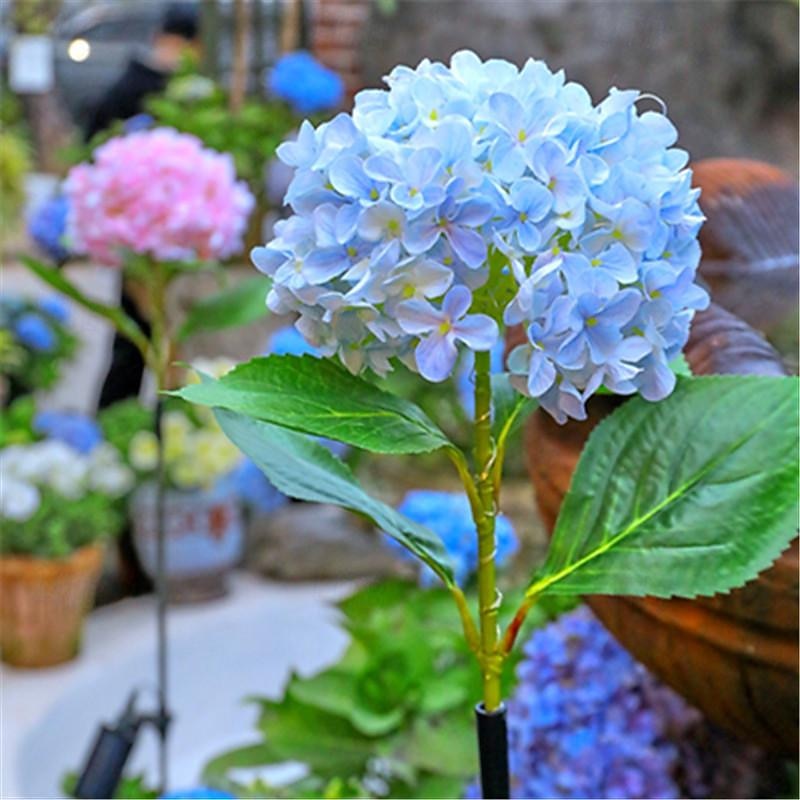 Simulation Hydrangea Solar Ground Lamp Outdoor Waterproof Garden Lawn LED Lights, Realistic LED Flowers Powered Decorative Ground Solar Flower Lights for Lawn Decoration Yard Backyard Decor Gift2